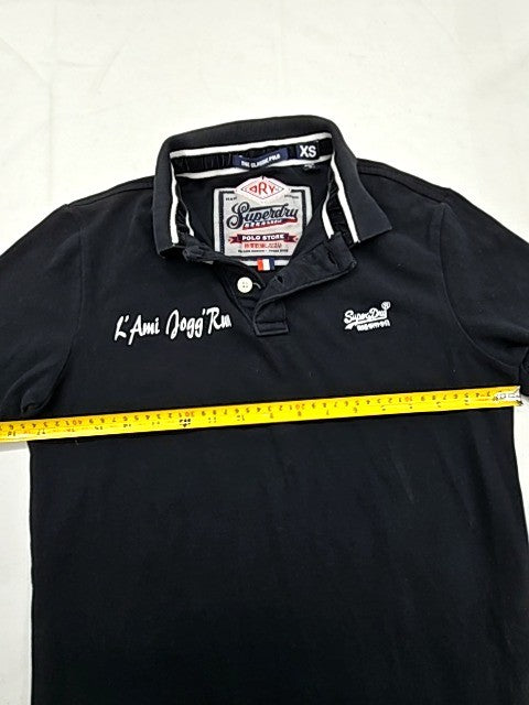 Superdry Men's Black Cotton Pique Polo Shirt XS Short Sleeve