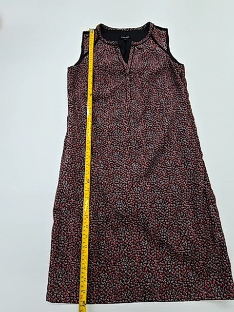 Caroll Women's Burgundy Animal Print Midi Shift Dress Size 40