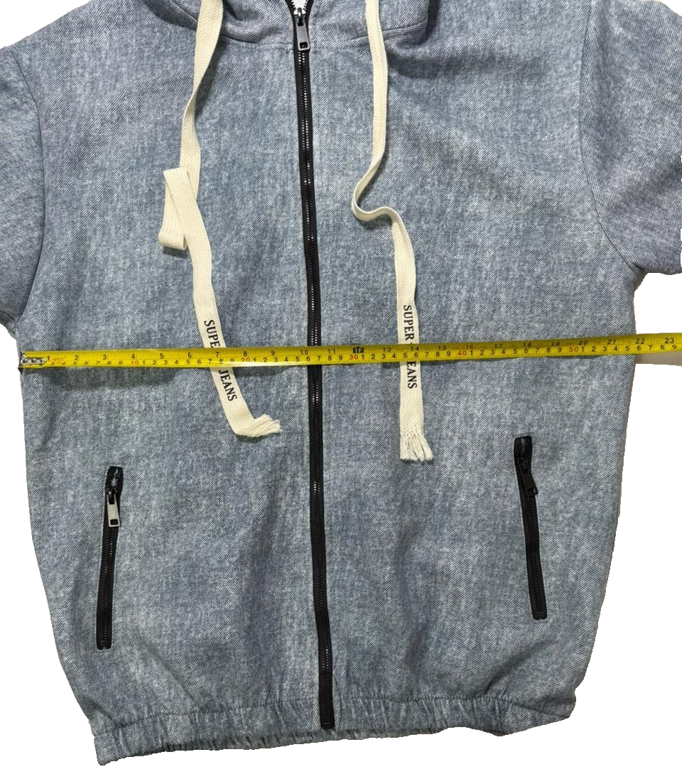 Super Jeans Flex-Style Grey Zip Up Hoodie Jacket Men's Casual XXL