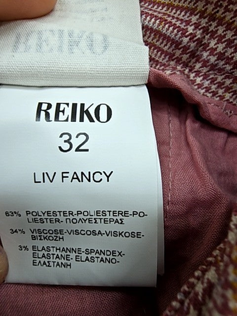 Reiko Women's Pink Plaid Liv Fancy Straight Trousers Size 32