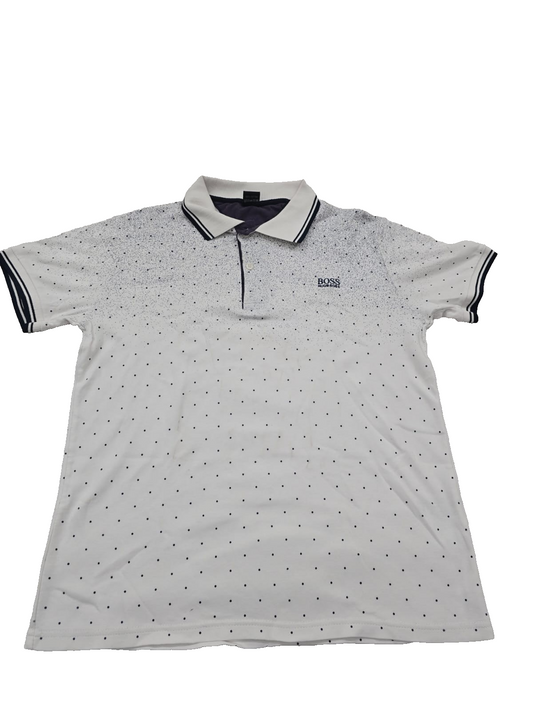 Hugo Boss Men's White Polo Shirt – Size L, Logo, Short Sleeve