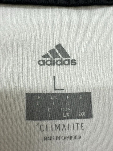 Adidas Men's White Striped Soccer Jersey L Climalite Athletic Fit