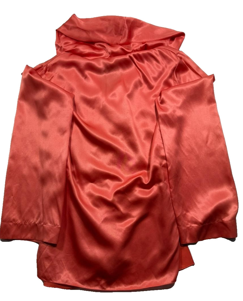 Giorgio Armani Women's Orange Satin Draped Hooded Wrap Top Size 42 BNWT
