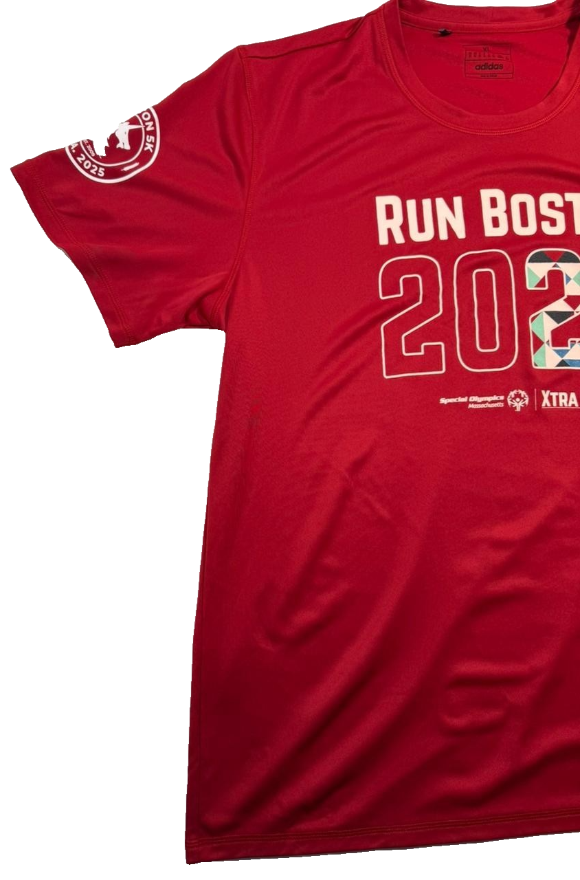 Adidas Run Boston 2025 Shirt Men's XL Red Special Olympics Xtra Mile Marathon 5K