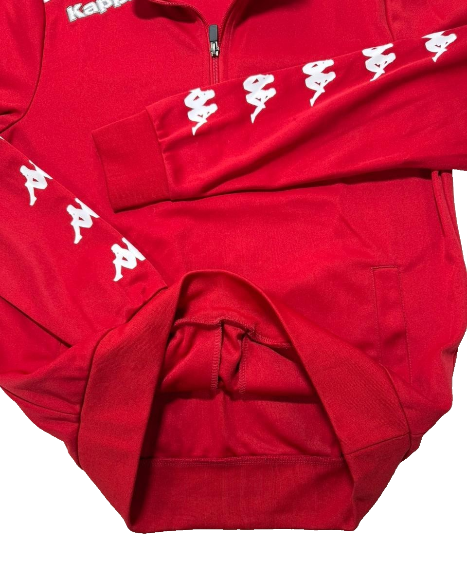 Kappa Red White 1/4 Zip Track Top Sweatshirt S Men's Logo Sleeve