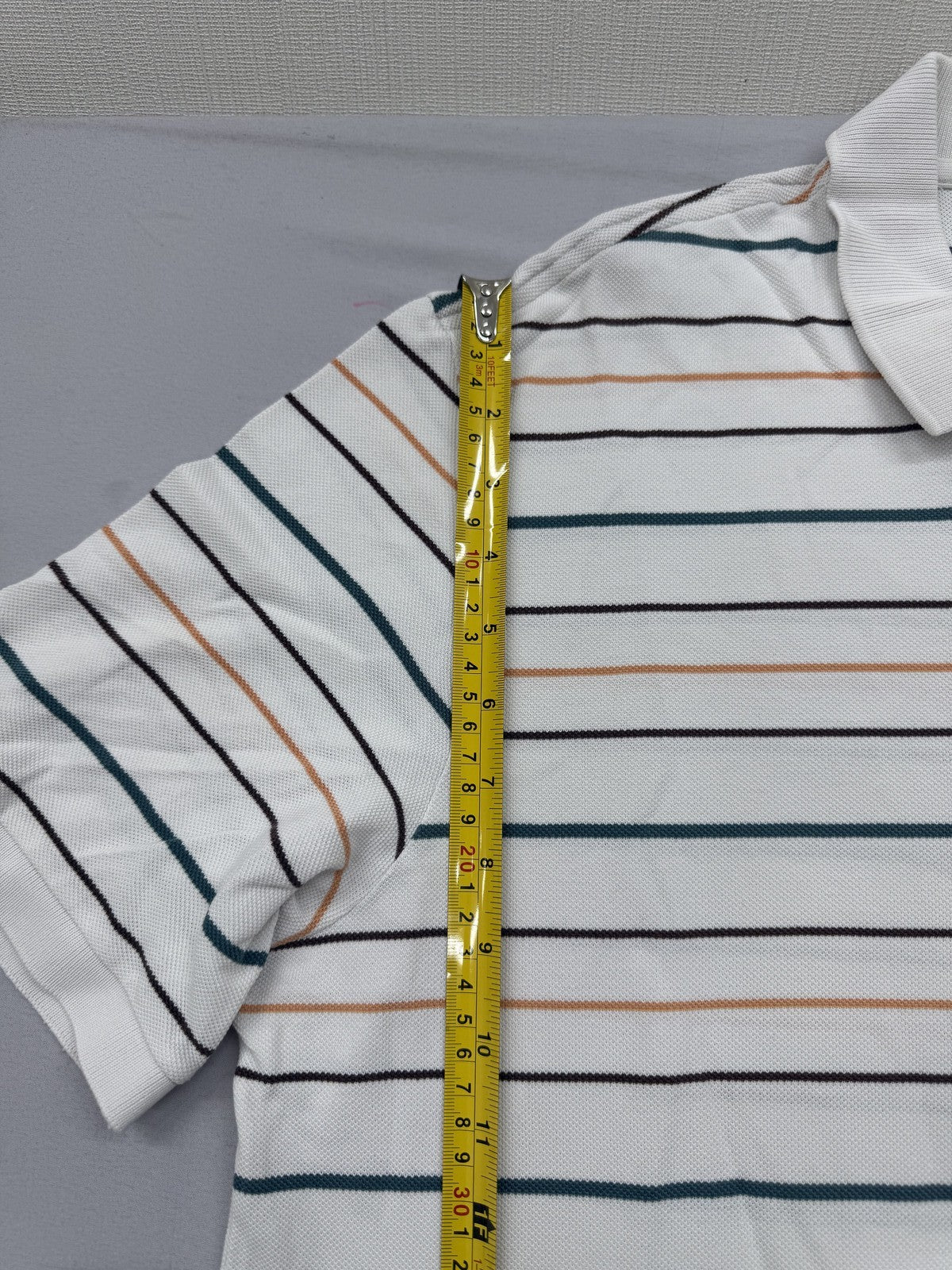 Lacoste Men's White Striped Short Sleeve Polo Shirt 5191L Cotton