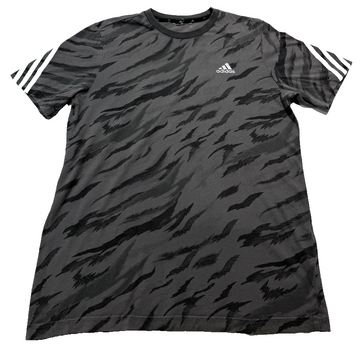 Mens Adidas Black And Grey Tiger Stripe Graphic T-Shirt Size Medium Tee Top