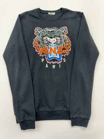KENZO Boys Black Tiger Graphic Pullover Hoodie Sweatshirt L Regular