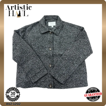 Vila Grey Melange Button Jacket Women Short Boxy Long Sleeve