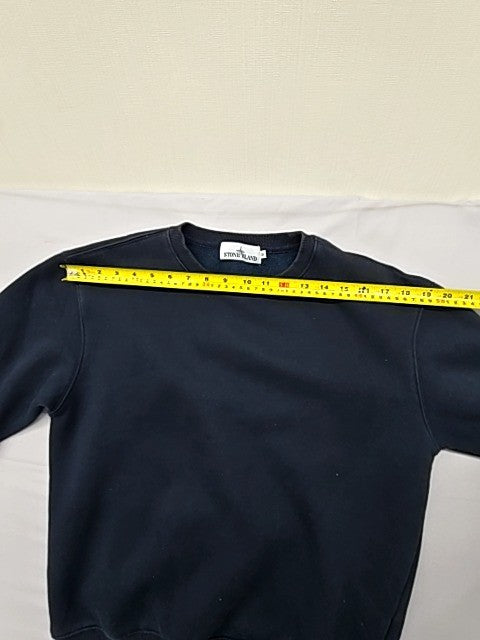 Stone Island Navy Crewneck Sweatshirt Raglan Organic Cotton Fleece Men's