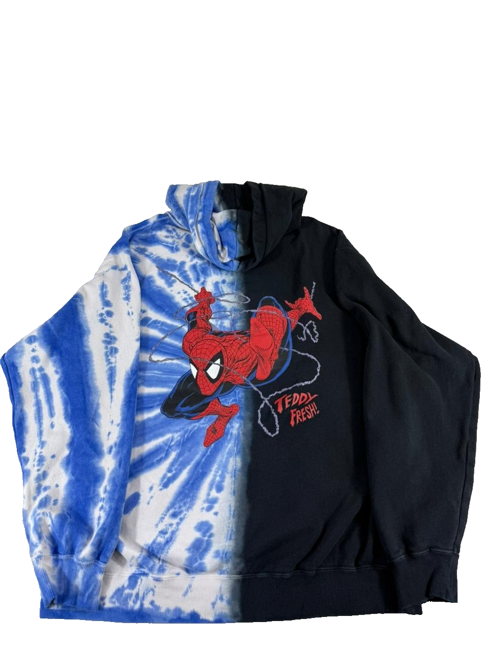 Teddy Fresh Hoodie Mens M Black Blue Tie Dye Pullover Streetwear