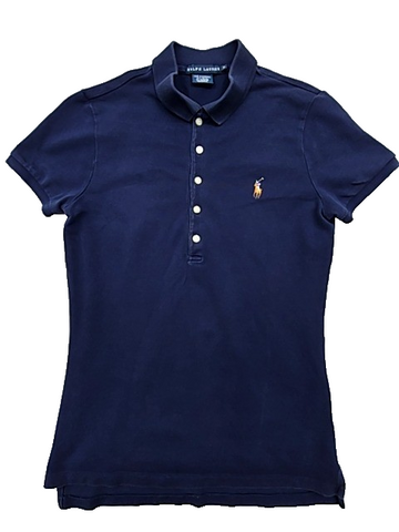 Ralph Lauren Unisex Navy Polo Shirt Short Sleeve Button Cotton M