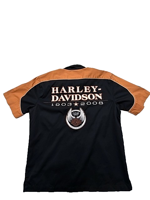 Harley-Davidson Men's Black Button-Up Shirt Size L Embroidered Eagle