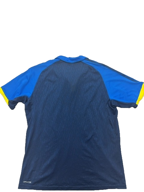 Adidas Climacool Colorblock Polo Shirt L Navy Blue Yellow Trim