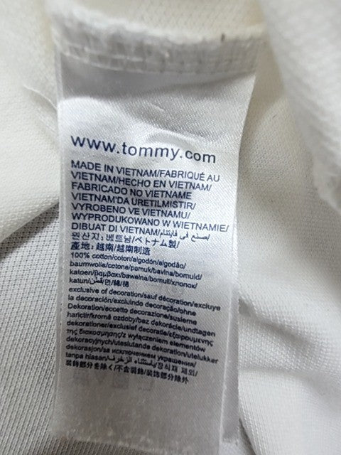 Tommy Hilfiger Tommy Jeans Slim Fit White Polo Shirt Men's M Short Sleeve Cotton