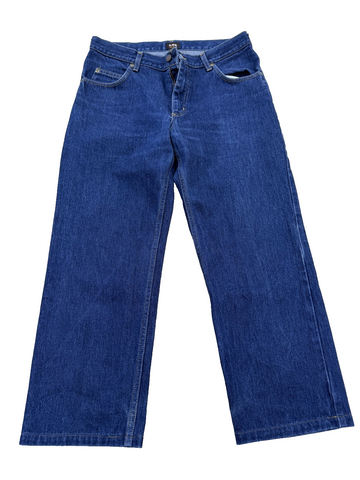 Lee Men's Blue Straight Jeans W34 L30 5Pocket Zip Fly Gold Stitch