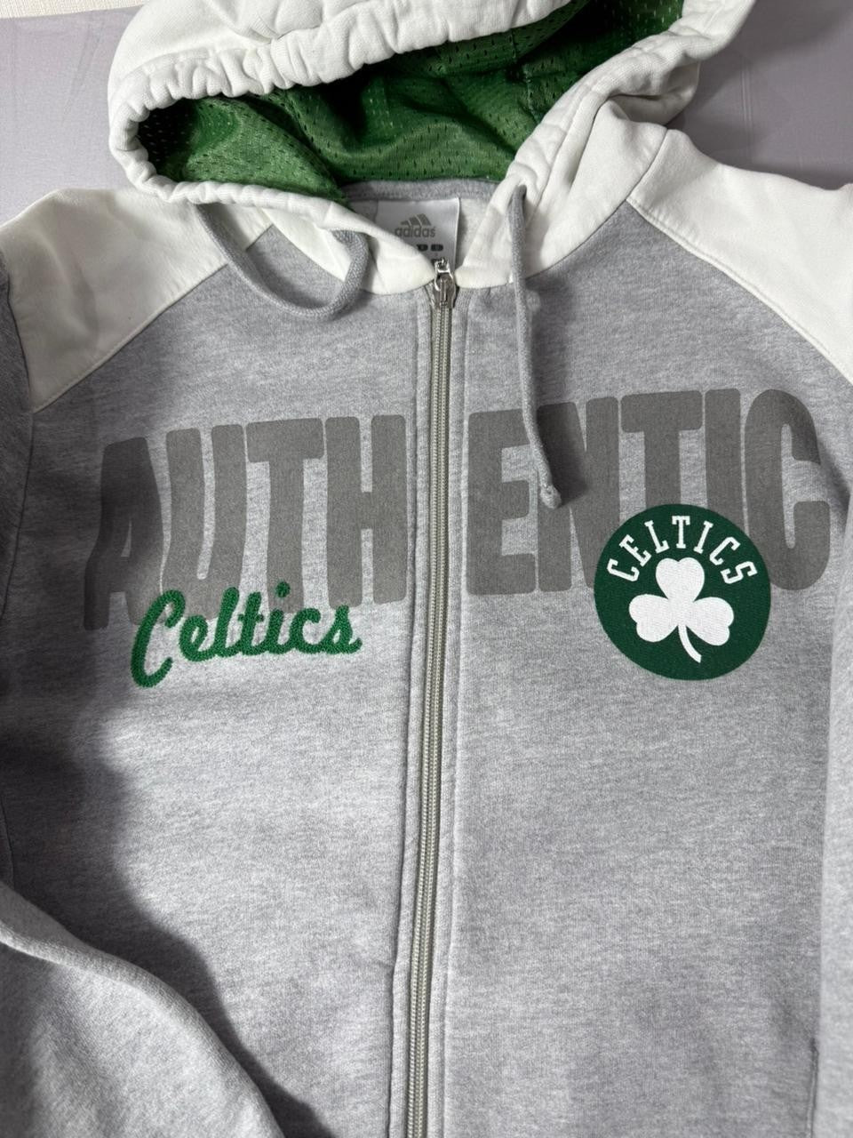 Adidas Boston Celtics Hoodie Men's Small Grey Full Zip NBA Sweatshirt