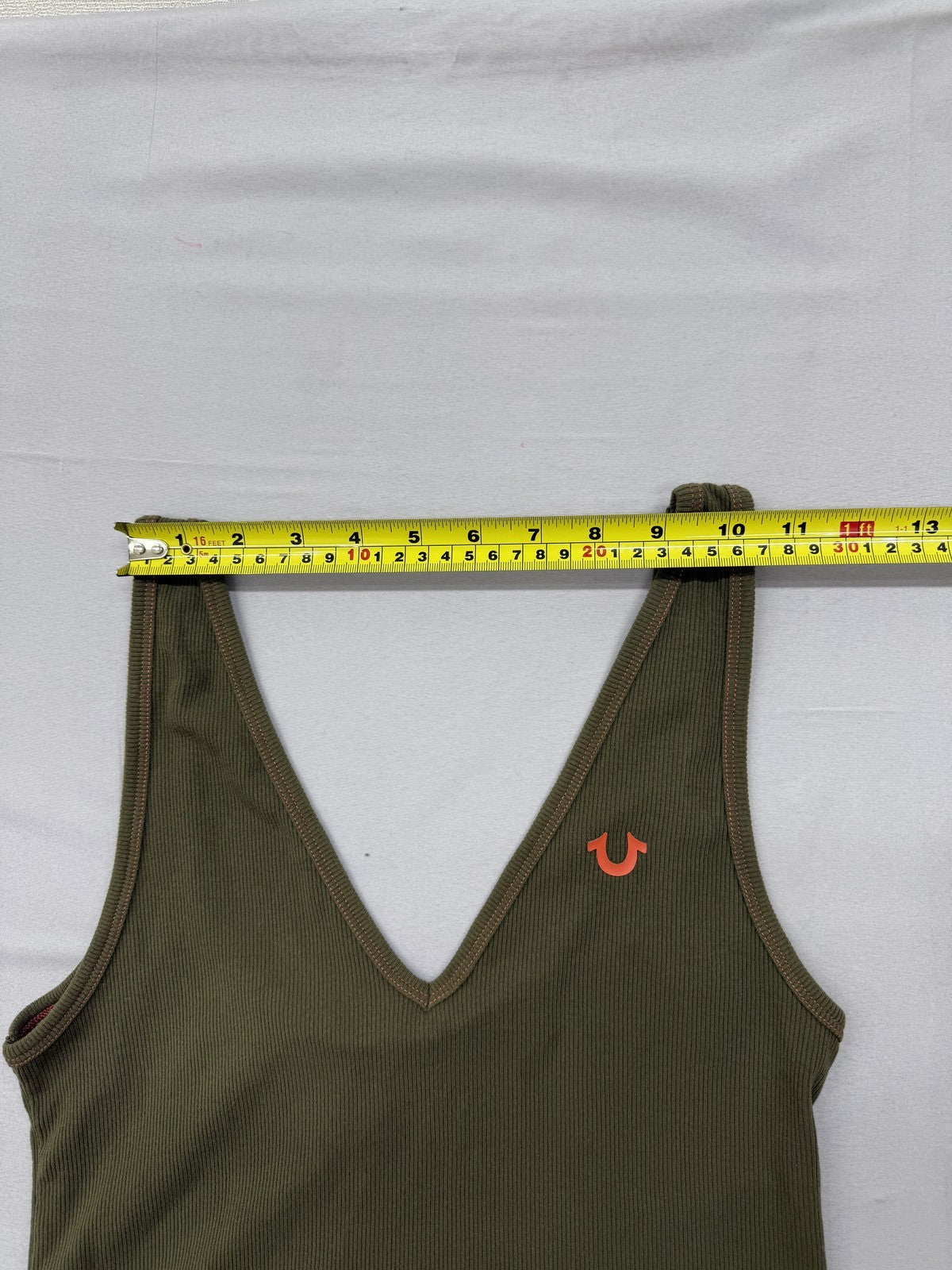 True Religion Women's L Green Reversible Ribbed V-Neck Tank Top
