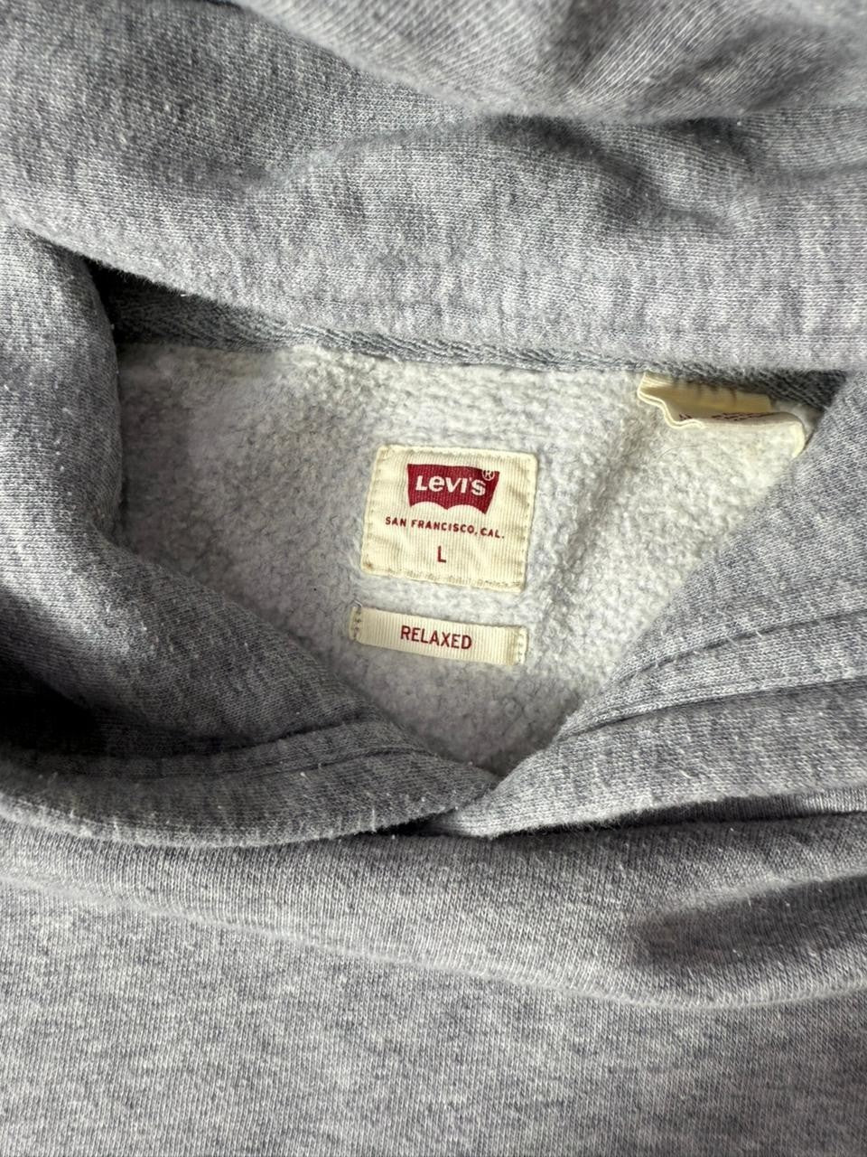 Levi's Gray Hoodie Men's Large L Relaxed Fit Pullover Fleece Sweatshirt