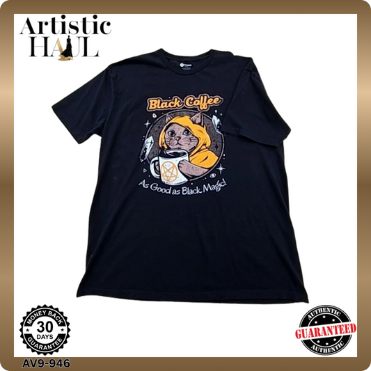 Ilustrata Men's Black T-Shirt – Size XL, Cat 100 cat 100, Graphic