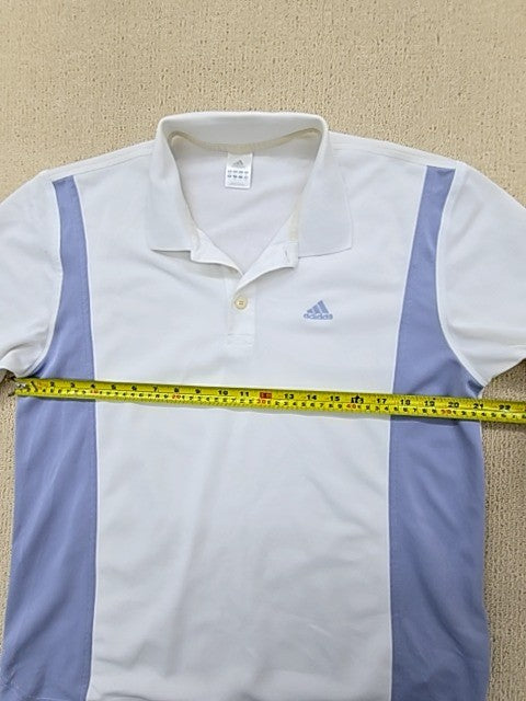 Adidas Men's White Stripe Polo Shirt XL Short Sleeve 3 Stripes