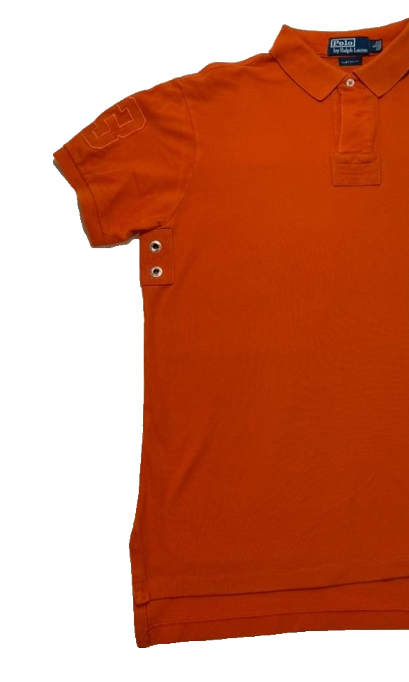Ralph Lauren Polo Shirt Custom Fit Orange Big Pony Men's Size L