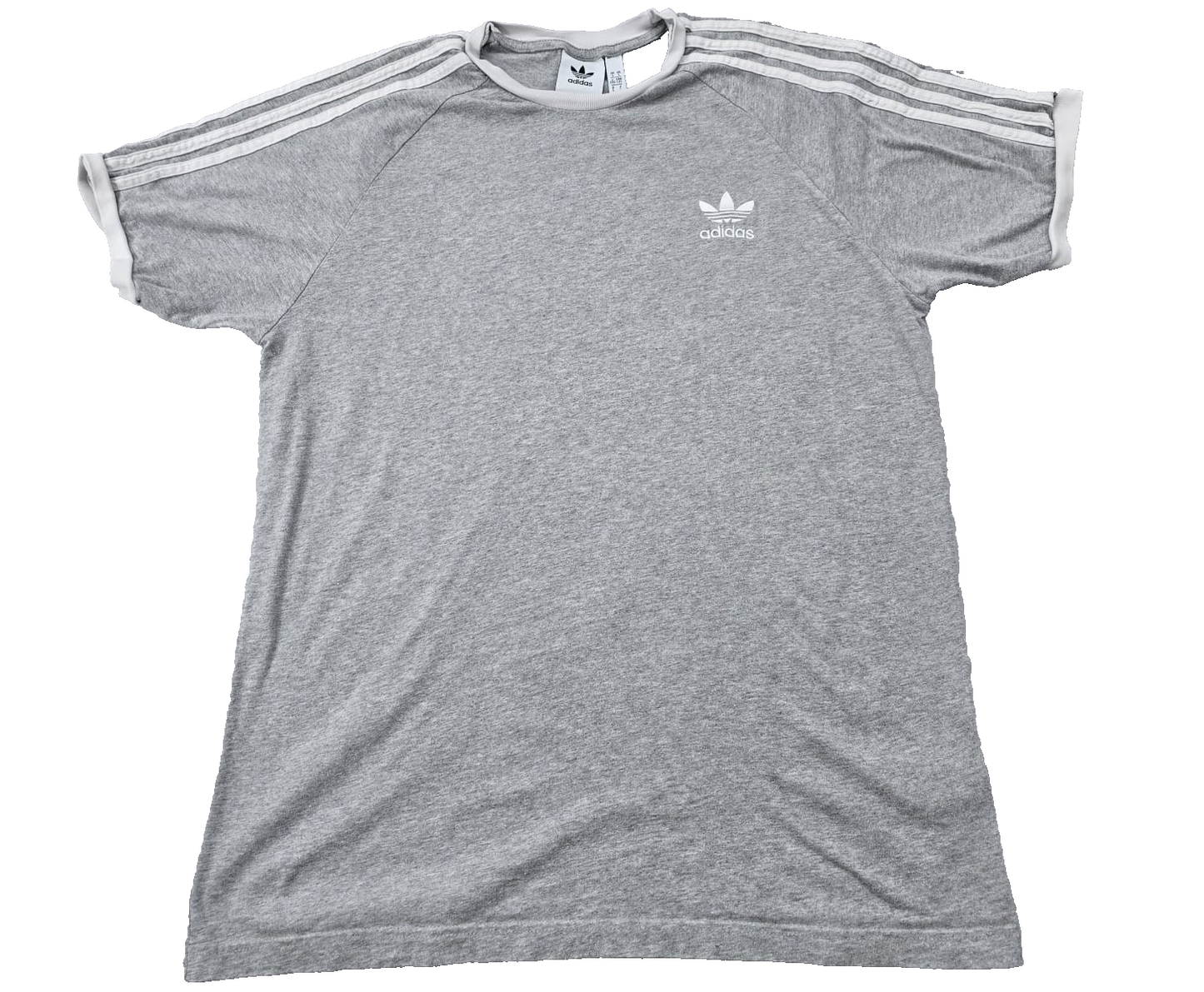 Adidas Men's Grey Striped Short Sleeve T-Shirt Size L Cotton Slim Fit