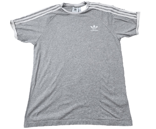 Adidas Men's Gray T-Shirt – Size L, Slim Fit, Striped