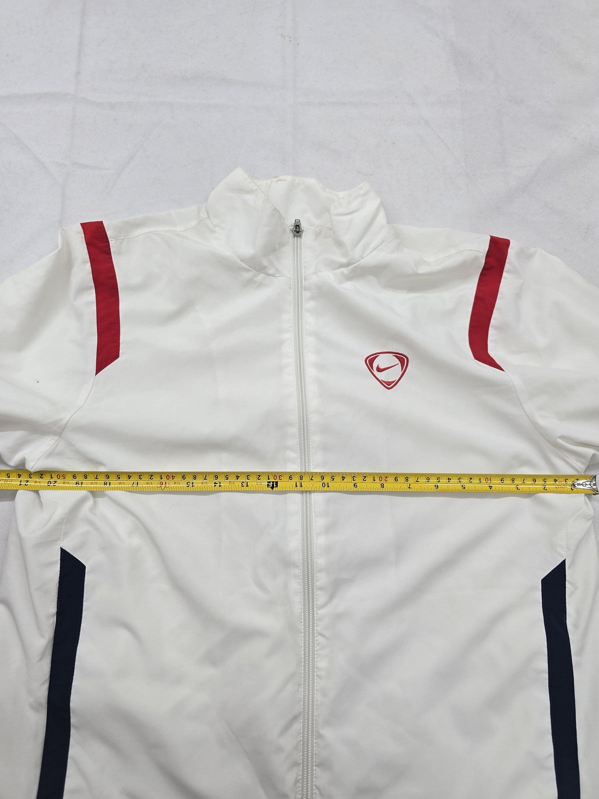 Nike Dri-FIT White Slim Fit Track Jacket Men's L Zipper Stand Collar