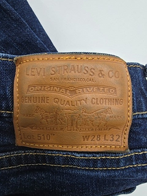 Levi's Men Dark Blue Straight Jeans Size 28x32 501 Original Fit Button Closure