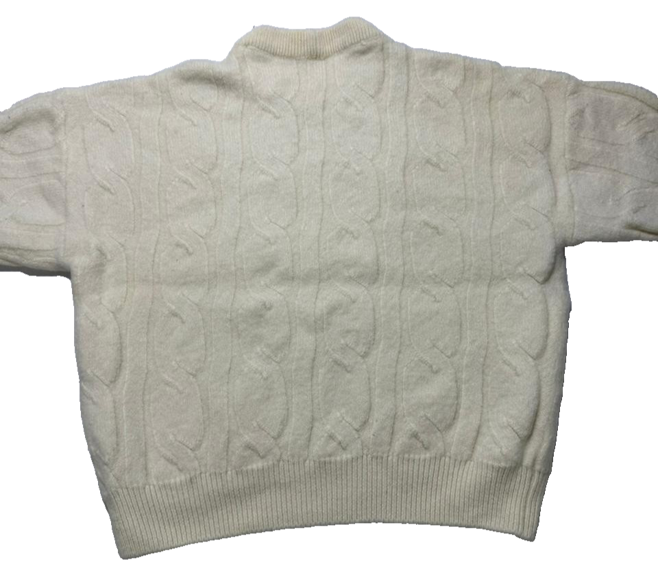 Ferrari Cable Knit Sweater Cream Wool Embroidered Logo Unisex | M
