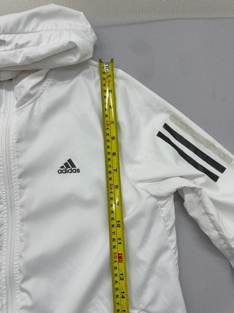 Adidas 3-Stripes White Hooded Zipper Jacket Unisex RN85776