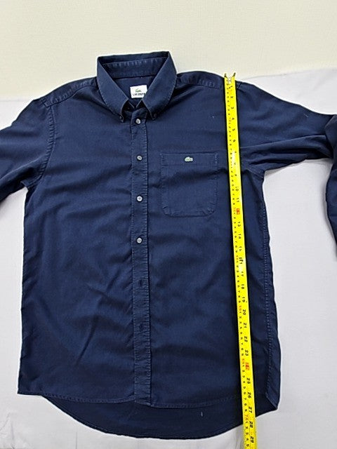 Lacoste Men's Navy Blue Slim Fit Long Sleeve Cotton Button Down M