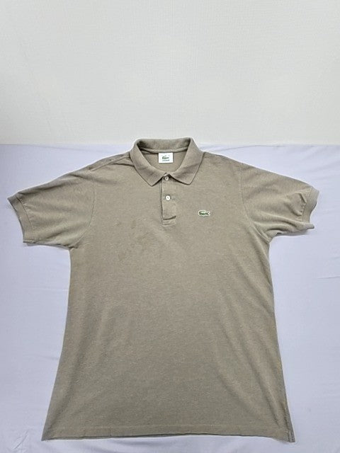 Lacoste L.12.12 Beige Men's Polo Shirt Size 4 Short Sleeve Cotton