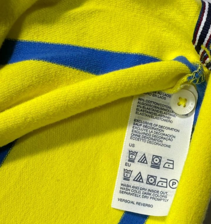Tommy Hilfiger Older Teens Size 16 Yellow And Blue Stripe Polo Shirt