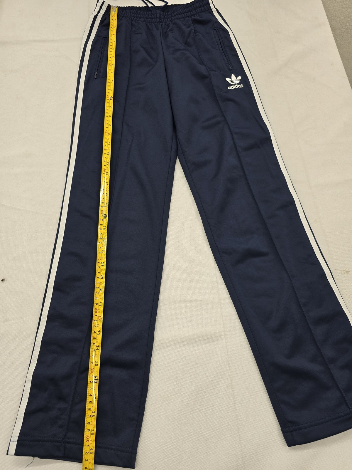 Adidas Men's Navy Track Pants L Tapered Zip Pockets Drawstring