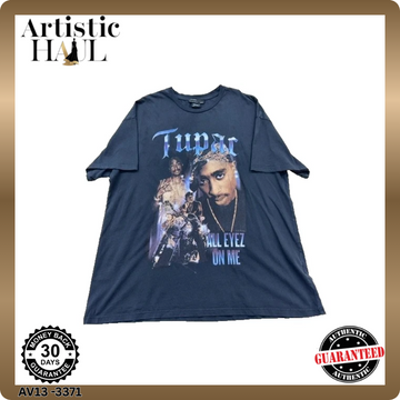 Bershka Men's Black Tupac 2Pac T-Shirt Size L Short Sleeve