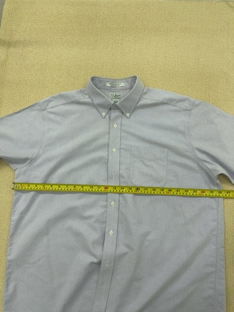 L.L.Bean Men's Short-Sleeve Button-Down Shirt Gray Cotton Size 171⁄2