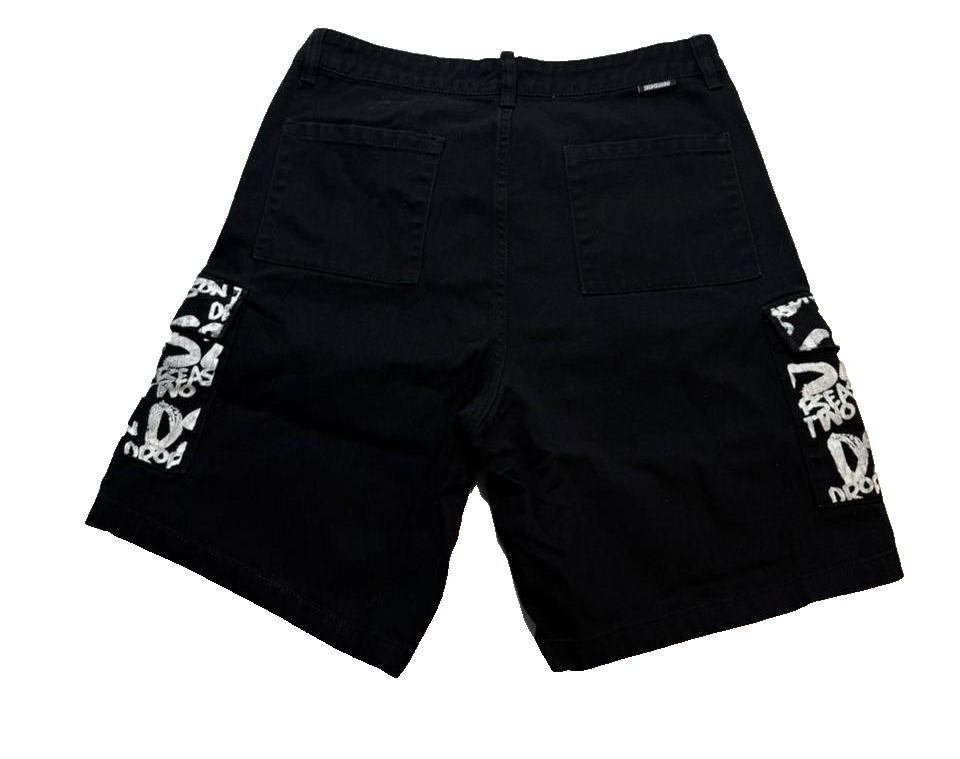 Dsquared2 Men's Black Logo Graffiti Shorts Cotton Casual Summer Wear Size 48
