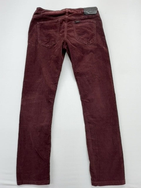Lee Boys Maroon Straight Leg Jeans Size Kids Mid Rise Button Closure