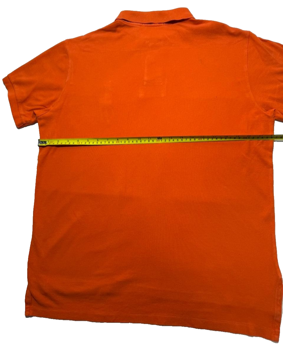 Ralph Lauren Polo Shirt Custom Fit Orange Big Pony Men's Size L