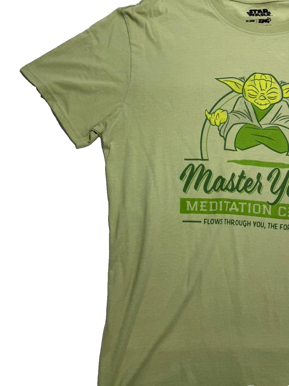 Star Wars Shirt Master Yoda Meditation Center Light Green Short Sleeve XXL