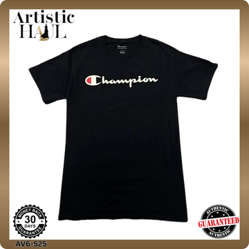 Champion Men's Black S Short Sleeve T-Shirt Cotton Regular Fit