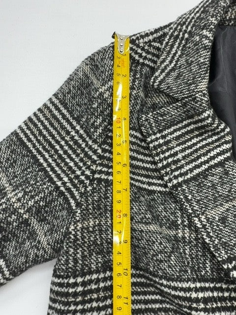 Tom Tailor Denim Men Black White Plaid Wool Peacoat Size M Regular