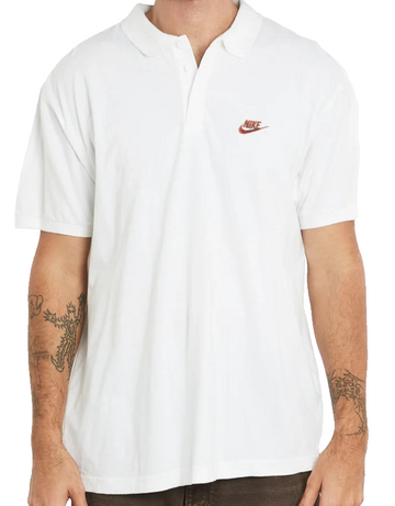 Nike Men's White V-Neck Polo Shirt With Gold Embroidered Logo Size M