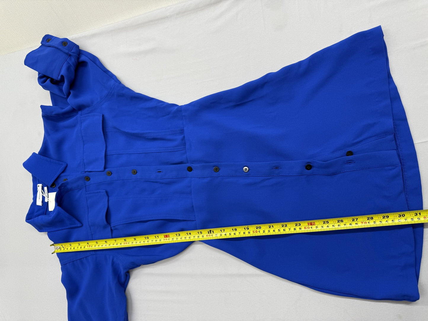 Reserved Blue Long Sleeve XS Button Shirt Dress Classic Collar Poland