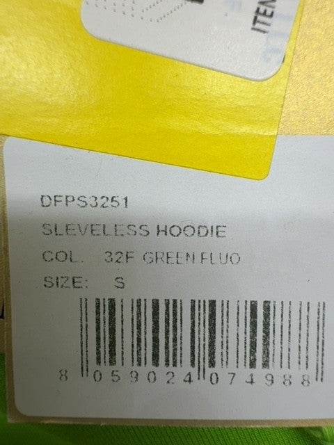 Plein Sport Green Fluo Sleeveless Tiger Hoodie S Men Cotton Fleece