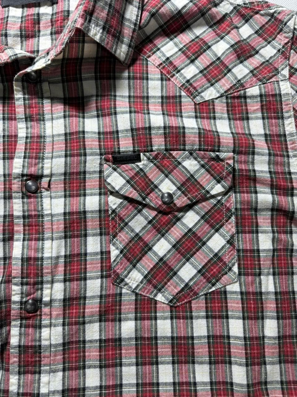 Diesel Men's Dress Shirts Camicia Plaids & Checks Tartan Red - Size M