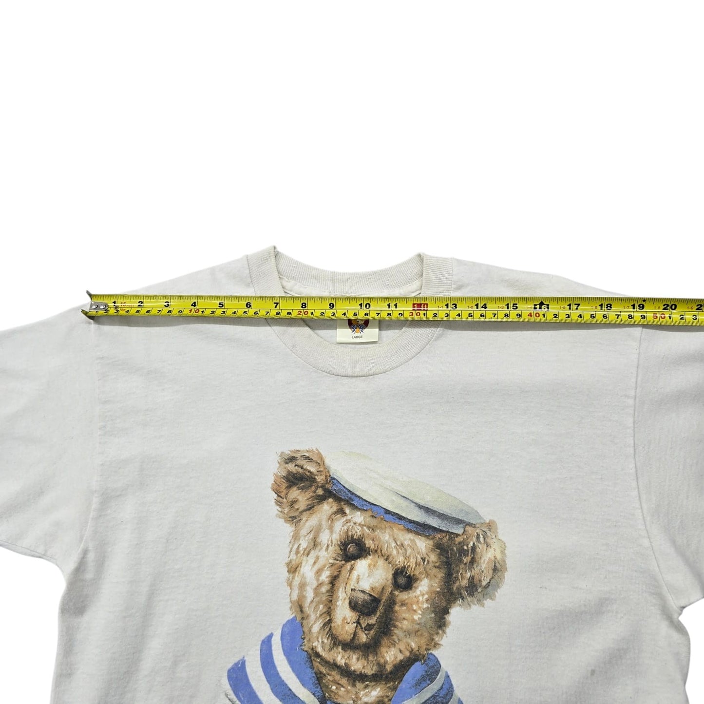 The English Teddy Bear Co Unisex Cream Sailor Bear T-Shirt L Vintage