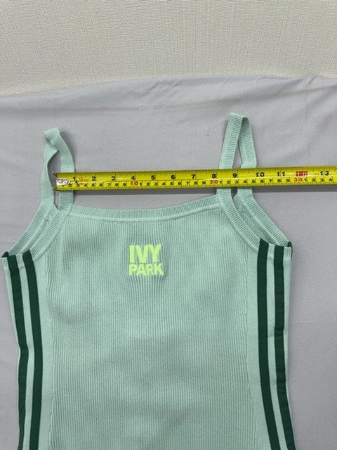 Adidas Ivy Park Green Ribbed Striped Women's Sleeveless Bodysuit